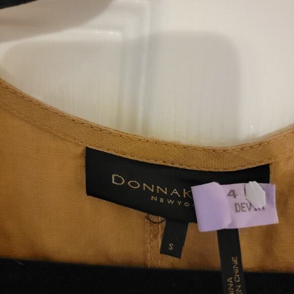 Donna Karan Jumpsuit Womens Small 100% Linen Tan Safari Straight Leg - Picture 5 of 10